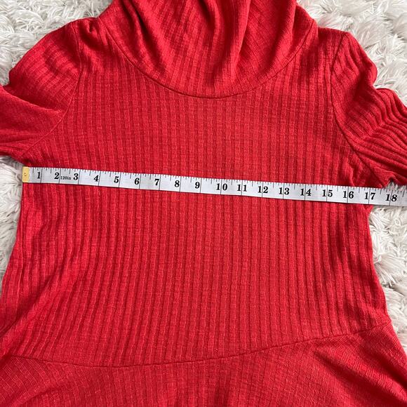 Maeve X Anthropologie Orange Winterscape Thermal Peplum Cowl Neck Top Size M - Picture 6 of 7